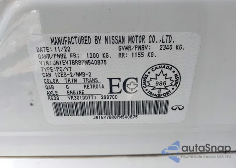 2023 Infiniti Q50 Luxe Awd from USA, damaged, VIN JN1EV7BR8PM540875